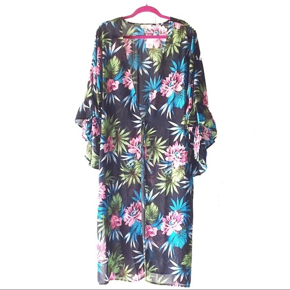UMGEE Floral Kimono with Ruffle Sleeves NWT - Picture 2 of 7